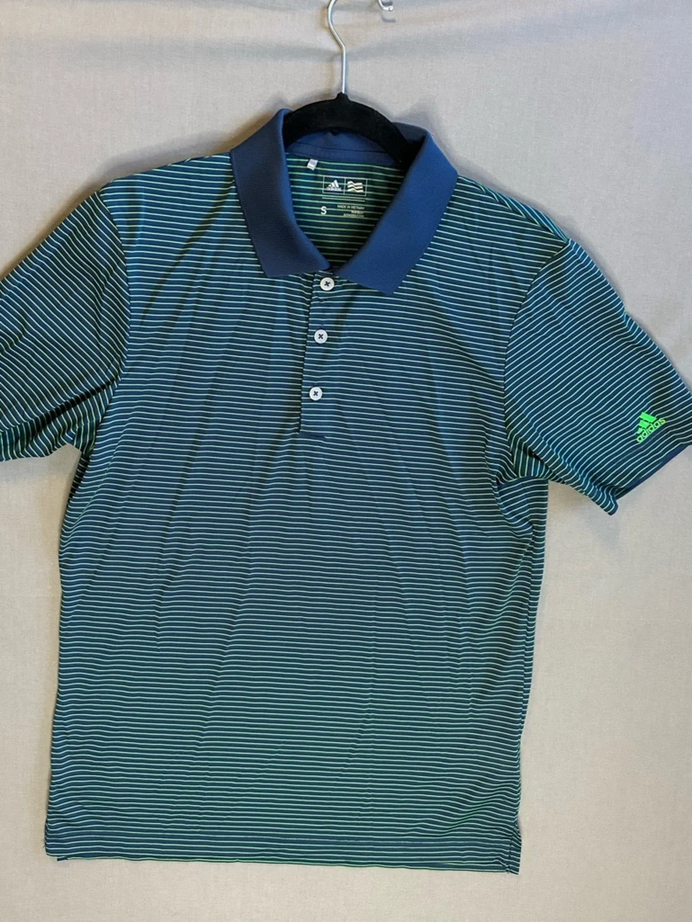 adidas Blue‎ & Green Thin-Striped Men’s Polo
